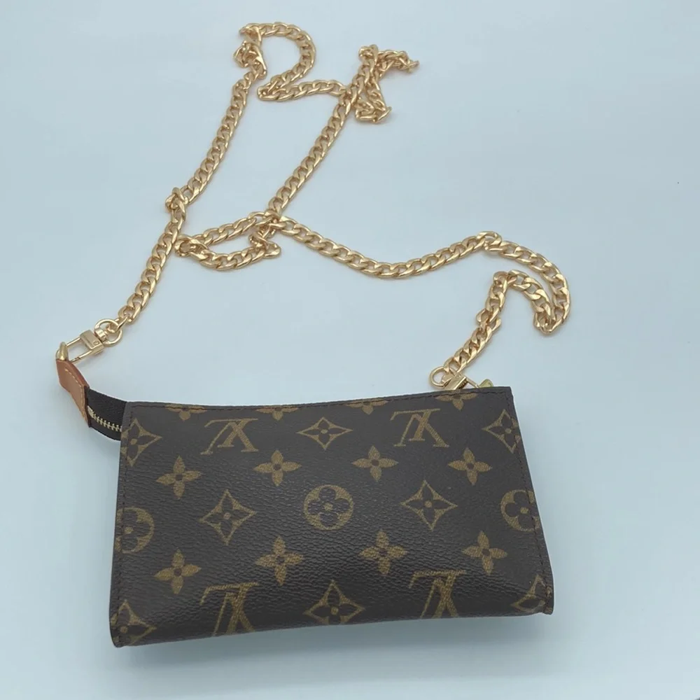 LOUIS VUITTON MONOGRAM TOILETRY 15 WITH UNBRANDED GOLD CHAIN